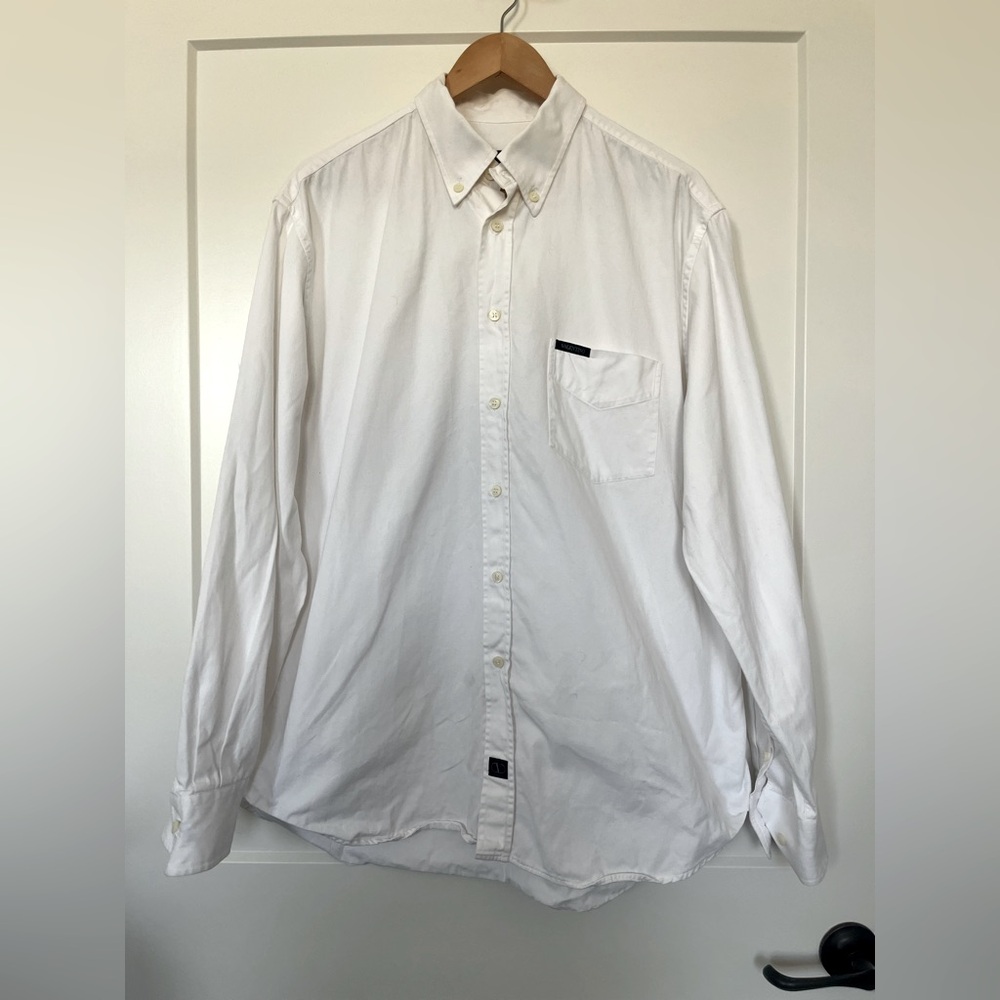 Valentino Jeans White button down 100% cotton made in Italy beachy shirt Sz XXL